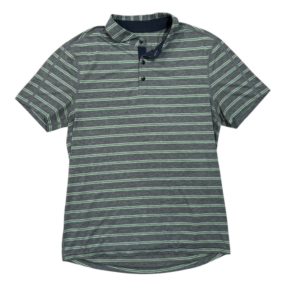 Lululemon Propel Polo size Medium in Striped Grey/Green